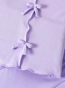 2 Stücke/Set Baby Mädchen Bequemes geripptes Sweatshirt und Schleifenakzent Rock Set, Herbst/Winter