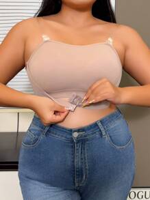 女士加大码舒适无钢圈全封闭文胸，1 件 - 棕色 - 查看 3