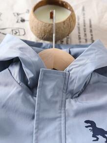 SHEIN 1 pieza Chaqueta cortaviento con capucha de estilo coreano casual y linda con bloqueo de color y estampado de animales de dibujos animados, adecuada para uso diario, escuela, exterior, senderismo, viaje en otoño e invierno para niño joven - Multicolor - Ver 7