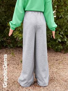 Girls Loose Fit Letter Logo Sweatpants - Grey - View 2