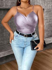 Celure Plus Size Solid Color Wrap Around Bodycon Camisole