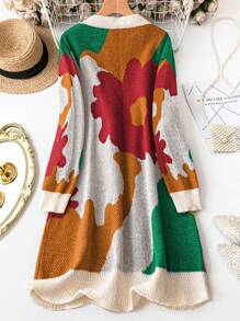 SHEIN LUNE 大码纯色拼布长袖休闲开衫 - 彩色 - 查看 2