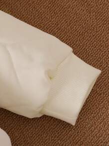 Baby Girls Thickened Quilted Jacket With Embroidered Fluffy Collar, Winter - Apricot - View 4