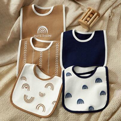 Cozy Pixies 5 件套舒适小宝宝彩虹围兜、喂食巾和口水巾