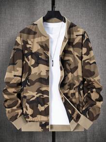 Manfinity Homme 男士春秋迷彩印花长袖宽松休闲棒球夹克 - 彩色 - 查看 1