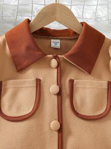 3pcs/Set Tween Girl Collared Jacket, Tank Top & Pleated Skirt Casual Suit, School Style - Coffee Brown - View 8