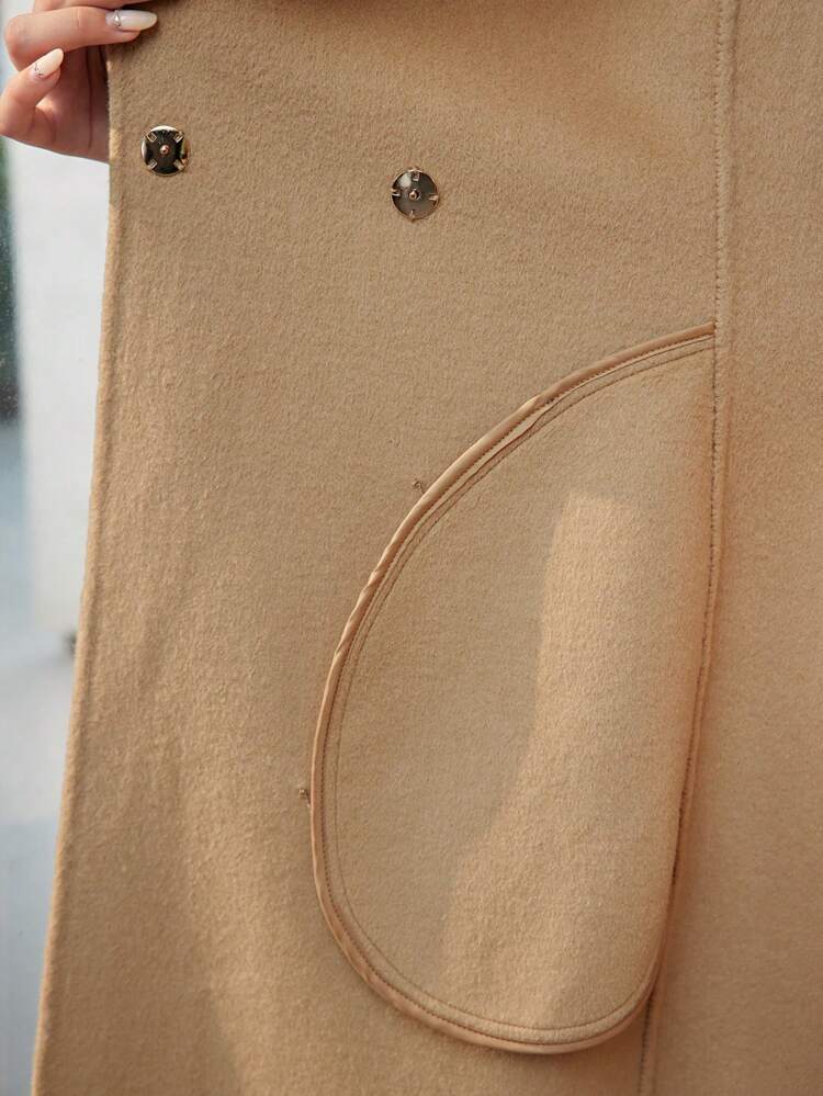 WOOL CONTRAST FLUFFY BELTED OVERCOAT