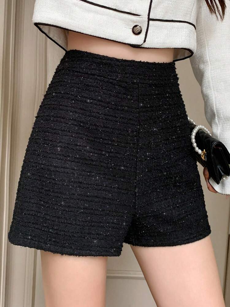 Women's Solid Color High Waisted Fashionable Elegant Loose Shorts