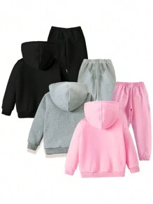Bộ đồ hoodie và quần nỉ in hình khẩu hiệu đơn giản thời trang giản dị cho bé gái - Nhiều màu - Xem 2