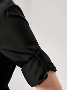 TaskEZ Black Partial Button Down Cinched Waist Multiple Pocket Decor Nurse Dress