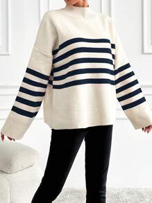 EURMUSE Blue White Woman Sweater - Navy Blue - View 3