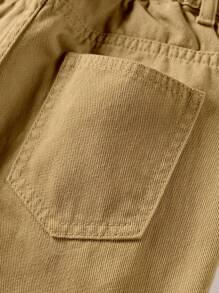Tween Boys Fashionable Casual Denim Cargo Jogger Pants, School, Campus, College Summer Holiday - Khaki - View 8