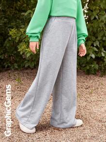 Girls Loose Fit Letter Logo Sweatpants - Grey - View 7