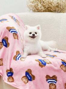 PETSIN 可爱粉红熊印花温暖宠物毯 - 彩色 - 查看 6