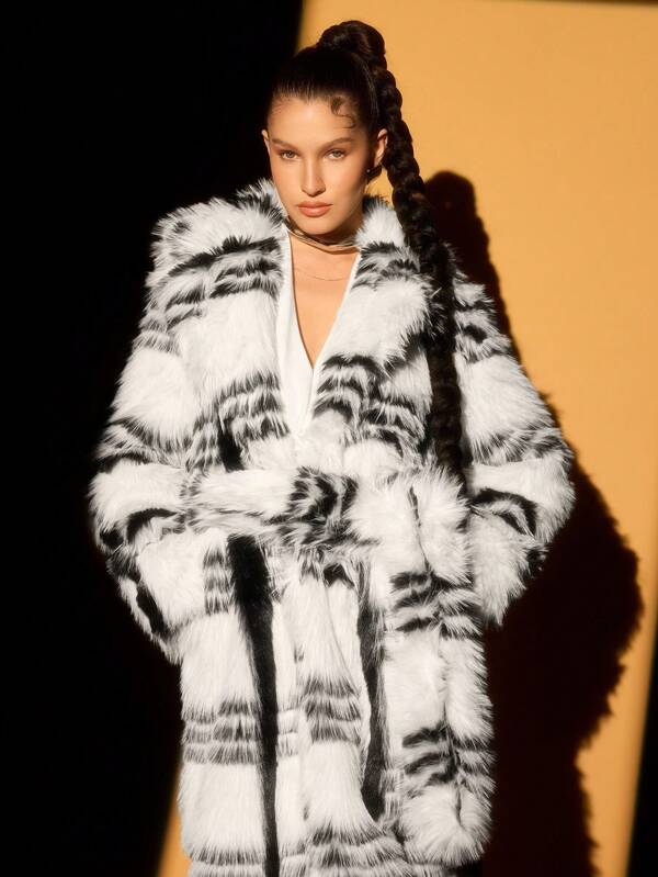 Lumalex Abrigo elegante largo y abrigado con estampado de vaca para otoño e invierno, adecuado para bodas, fiestas de primavera, temporada del día de San Valentín