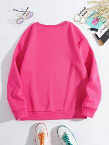 INAWLY Women's Crew Neck Letter Print Sweatshirt, Autumn Winter,Long Sleeve Tops Fall Cloth For Women - Hot Pink - View 2