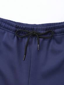 Manfinity Fitness 2pcs Boyfriend Style Men Letter Print Ombre Jacket And Pants Sports Tracksuit Set - Royal Blue - View 5