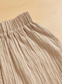 SHEIN Essnce 女士休闲简约条纹爱心印花长裤 夏季春季情人节新年女装 - 駝色 - 查看 5