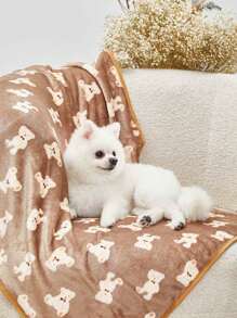 PETSIN Cute Brown Bear Printed Warm Pet Blanket - Multicolor - View 3