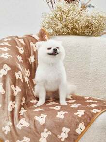PETSIN Cute Brown Bear Printed Warm Pet Blanket - Multicolor - View 4