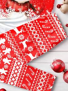 SHEIN Vrolijk Kerstfeest! Loungewear met Kerstthema, Rendier, Sneeuwvlokken, Peperkoekenmannetje, Tween Girls Simple Cartoon Print T-shirt met korte mouwen en broek 2-delige pyjamaset, nauwsluitende pasvorm, voor een kerstfeestje met het gezin