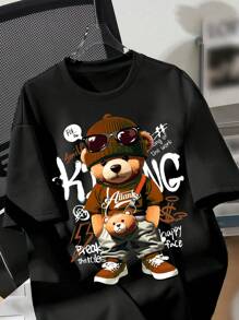 SHEIN Leap Crew Tween Boys Casual Crew Neck Short Sleeve T-Shirt For Summer - Black - View 4