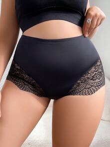 Quần lót ren gợi cảm cạp cao cỡ lớn - màu đen - Xem 5