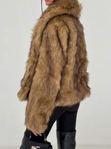 Aloruh Brown Fluffy Short Jacket Warm Coat For Young Women, Y2K Style