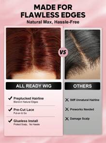 ALL READY WIG Pre Plucked Pre-Cut Lace 4x4 Glueless Lace Closure Wig 100% Human Hair Reddish Ginger Brown Body Wave Wig 9AM HAIR Halloween Costumes - S33D - View 5