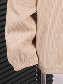 2pcs/Set Tween Boys' Casual Daily Letter Print Pattern Stand Collar Half-Zip Pullover Long Sleeve Top And Solid Color Drawstring Pants Woven 2 Pieces Outfit, Suitable For School, Garden, Beach, Birthday, Spring, Summer, Autumn, Winter