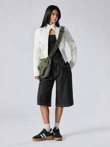 LYSMO 1 件女式纯色拉链休闲加厚外套，冬季