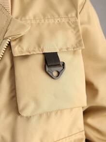 SHEIN Jaket Lengan Panjang Saku Warna Polos untuk Anak Laki-Laki Usia Remaja - Khaki - View 7