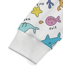 PopScrub Cute Cartoon Ocean-Themed Scrub Uniform Jacket - White - View 5