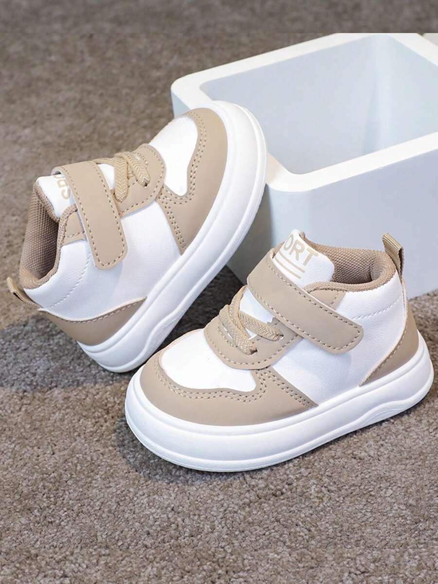 1 双婴幼儿中帮休闲运动鞋，舒适平底，适合日常穿着、运动和跑步，四季皆宜 - 卡其色 - 查看 1