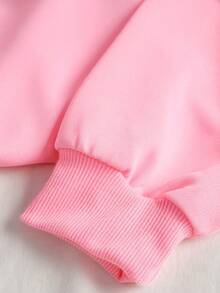 Slogan Graphic Drop Shoulder Sweatshirt - Pink - View 4
