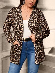 SHEIN Clasi Áo khoác thường ngày họa tiết da báo cỡ lớn, mùa thu - màu nâu - Xem 7