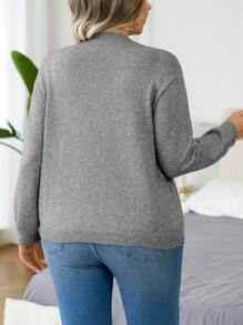 Calvaya 大码休闲日常简约前系带蝙蝠袖宽松开衫，秋冬