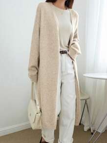 DAZY Solid Drop Shoulder Duster Cardigan,Fall Clothes