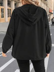 SHEIN LUNE Chaleco con capucha unicolor y simple casual para mujer de talla grande
