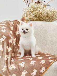 PETSIN Cute Brown Bear Printed Warm Pet Blanket - Multicolor - View 5