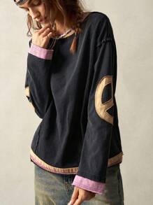 Bohemela Oversized Relaxed Fit Knitted Crewneck Sweatshirt For Women,Long Sleeve Tops In Fall/Winter - Black - View 7