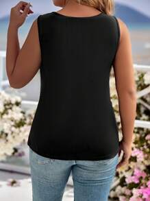 SHEIN LUNE Blusa informal de talla grande con estampado de mariposa calada en todo el frente y lazo