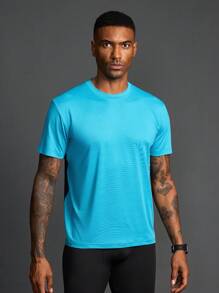 Acti Log Áo thun thể thao thường ngày hai tông màu in chữ Boyfriend Style dành cho nam tay ngắn rộng rãi - Màu xanh lam - Xem 3