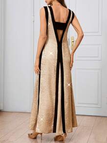 SHEIN Clasi Damen Farbblock V-Ausschnitt Lässiges weites Lang Tank Kleid