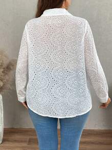 Calvaya Plus Size Women Sheer Embroidery Blouse