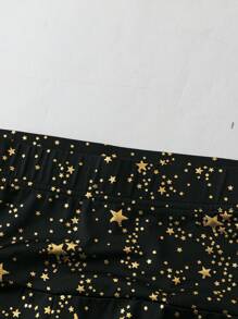 SHEIN Unity Plus Size Fashion Metallic Star Print Wide Leg Pants Fall Cloth For Women - Black - View 4