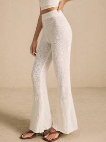 Poéselle Women's Fashion Solid Color Flare Leg Knit Pants FW24