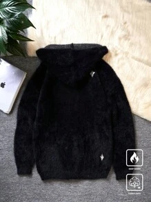 Manfinity Hypemode Men's Casual Star Pattern Fleece Hooded Cardigan, Autumn/Winter - Multicolor - View 3