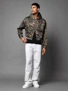 SUMWON Autumn Leaf Pattern Full-Zip Hoodie Winter Casual Outerwear Drawstring Hood Kangaroo Pocket Athletic Long Sleeve Zip Front Sweatshirt Lightweight Fall Fashion Activewear - Brown - View 5