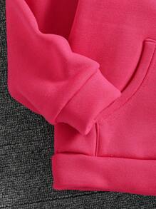 SHEIN Tween Girls Oversized Hoodie Sweatshirt, Casual Letter Graphic Thermal Lined Zip-Up Jacket, Magenta - Hot Pink - View 4